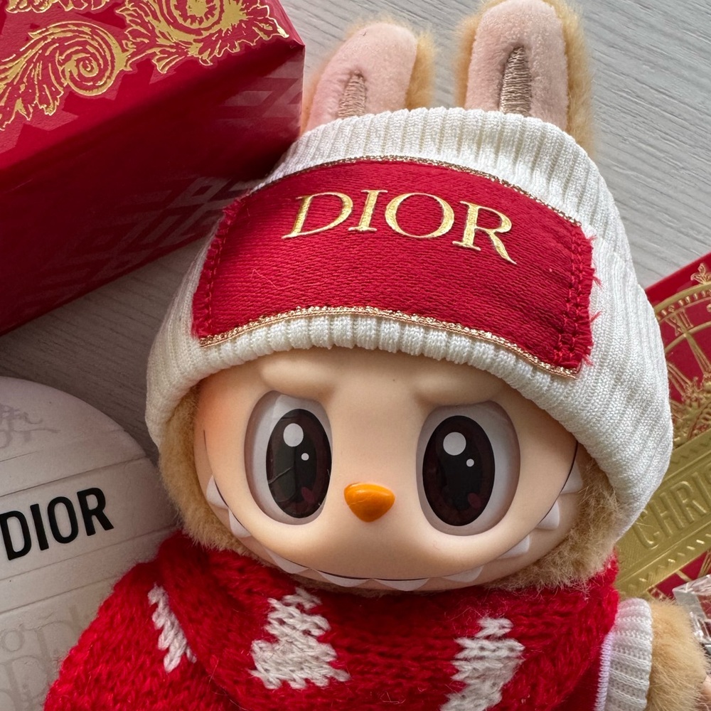 Handmade one-of-kind beanies for Labubu with designer ribbons.